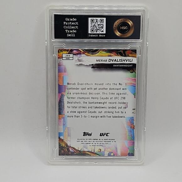 Merab Dvalishvili 2024 UFC Topps Finest RARE Aqua Glitter #269 Graded 9 Mint - Picture 2 of 2